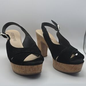Cordani Black Suede Platform Sandals Size 37